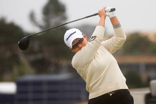 25th August 2024; Old Course at St Andrews, St Andrews, Fife, Scotland; AIG Womens Open Golf, Final Round; Jiyai Shin of the Republic of Korea tees off on the third hole of the Old Course, St Andrews Links during the final round of the AIG Women& x2019;s Open  ActionPlus12686110 DavidxYoung