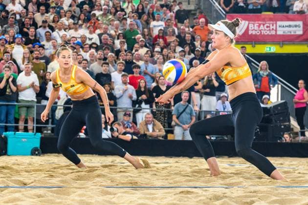Beach Pro Tour Elite 16 Hamburg, 25 08 2024 Svenja Mueller GER , Cinja Tillmann GER Beach Pro Tour Elite 16, Hamburg, Stadion Am Rothenbaum on 25 08 2024 Copyright: xBEAUTIFULxSPORTS PeterxWeberx
