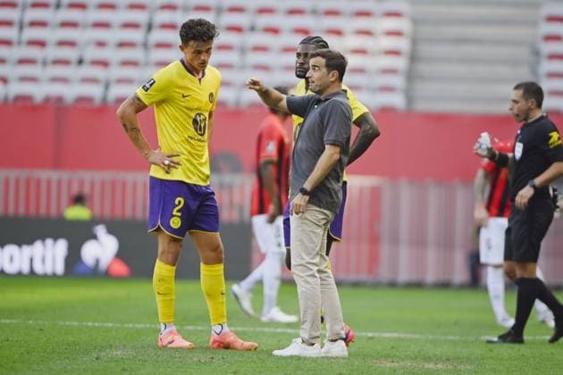 MARTÍNEZ NOVELL Carles (TOULOUSE FC COACH). OGC Nice vs Toulouse FC, Ligue 1 in Allianz Riviera, NICE, France, on August 25, 2024. FOOTBALL : OGC Nice vs Toulouse FC - Ligue 1 - 25 08 25 FredDides Panoramic 