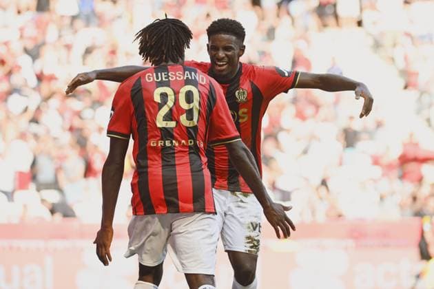 Joy of CHO Mohamed-ali (OGC Nice) and GUESSAND Evann (OGC Nice) after his canceled but. OGC Nice vs Toulouse FC, Ligue 1 in Allianz Riviera, NICE, France, on August 25, 2024. FOOTBALL : OGC Nice vs Toulouse FC - Ligue 1 - 25 08 25 FredDides Panoramic 