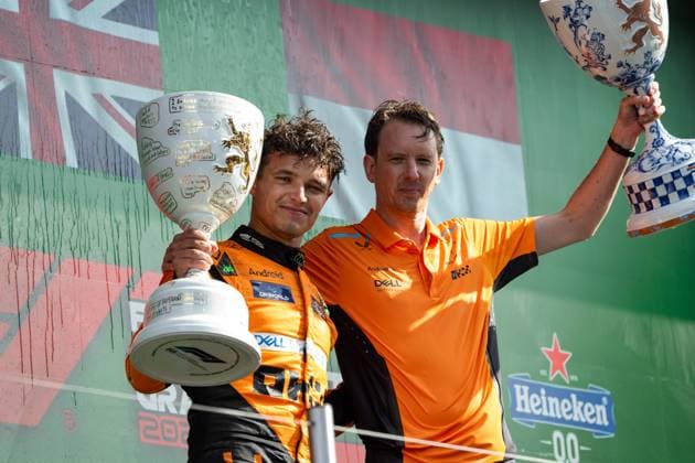 Formula 1 GP Zandvoort Holland Sunday, 25 08 2024 Lando Norris 4, McLaren Formula 1 Team on the podium Formula 1 GP Zandvoort Holland Sunday, 25 08 2024 Copyright: xBEAUTIFULxSPORTS Erlhofx