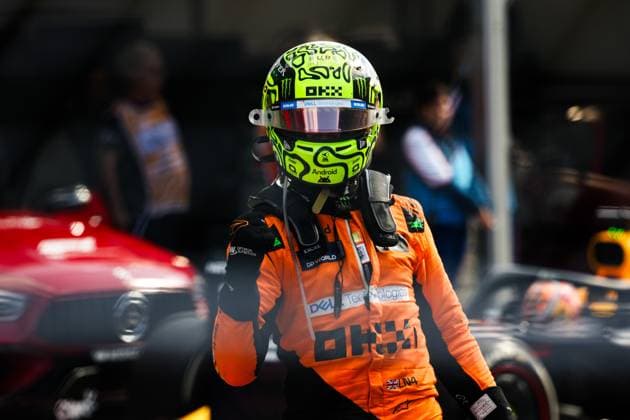 NORRIS Lando (gbr), McLaren F1 Team MCL38, portrait celebration during the Formula 1 Heineken Dutch Grand Prix 2024, 15th round of the 2024 Formula One World Championship, WM, Weltmeisterschaft from August 23 to 25, 2024 on the Circuit Zandvoort, in Zandvoort, Netherlands - F1 - DUTCH GRAND PRIX 2024 DPPI Panoramic  240825_R15_OLANDA_DP_FG0O2321