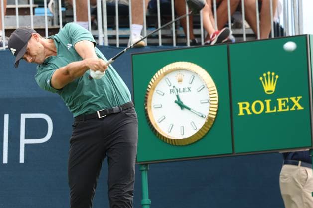 CASTLE ROCK, CO - AUGUST 25: PGA, Golf Herren golfer Ludvig Aberg plays his tee shot on the first hole during the final round of the PGA FedExCup BMW Championship on August 25th, 2024, at Castle Pines Golf Club in Castle Rock, Colorado. (Photo by Brian Spurlock Icon Sportswire) GOLF: AUG 25 PGA FedExCup Playoffs - BMW Championship EDITORIAL USE ONLY Icon24082523