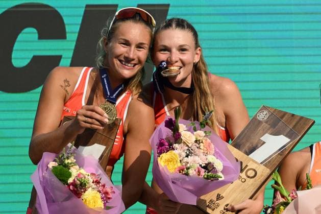 From left Marketa Svozilova, Kylie Neuschaeferova of Czech republic won the Brno Beach Pro, Beach volleyball, Beachvolleyball tournament, on August 25, 2024, in Brno, Czech Republic. (CTKxPhoto VaclavxSalek) CTKPhotoP2024082505149  CTKPhotoP2024082505149