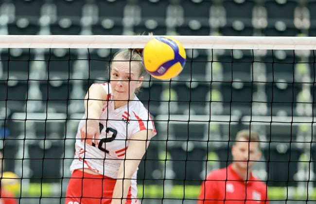 VOLLEYBALL - CEV EuroVolley 2026 qualification SCHWECHAT,AUSTRIA,25.AUG.24 - VOLLEYBALL - CEV EuroVolley 2026, ladies, qualification, OEVV international match, Länderspiel, Nationalmannschaft Austria vs Greece. Image shows Jana Gaertner (AUT).  GEPAxpictures xHansxOberlaender