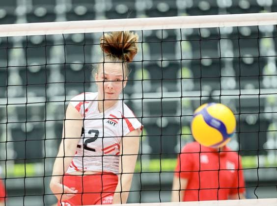 VOLLEYBALL - CEV EuroVolley 2026 qualification SCHWECHAT,AUSTRIA,25.AUG.24 - VOLLEYBALL - CEV EuroVolley 2026, ladies, qualification, OEVV international match, Länderspiel, Nationalmannschaft Austria vs Greece. Image shows Jana Gaertner (AUT).  GEPAxpictures xHansxOberlaender