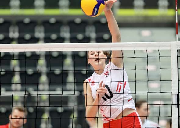 VOLLEYBALL - CEV EuroVolley 2026 qualification SCHWECHAT,AUSTRIA,25.AUG.24 - VOLLEYBALL - CEV EuroVolley 2026, ladies, qualification, OEVV international match, Länderspiel, Nationalmannschaft Austria vs Greece. Image shows Julia Trunner (AUT).  GEPAxpictures xHansxOberlaender