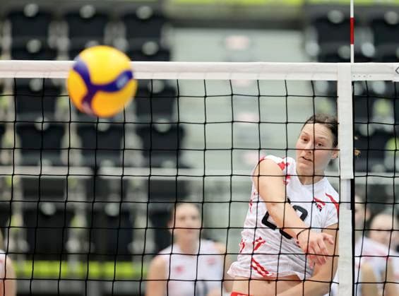 VOLLEYBALL - CEV EuroVolley 2026 qualification SCHWECHAT,AUSTRIA,25.AUG.24 - VOLLEYBALL - CEV EuroVolley 2026, ladies, qualification, OEVV international match, Länderspiel, Nationalmannschaft Austria vs Greece. Image shows Ursula Ehrhart (AUT).  GEPAxpictures xHansxOberlaender