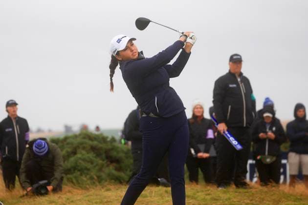 25th August 2024; Old Course at St Andrews, St Andrews, Fife, Scotland; AIG Womens Open Golf, Final Round; Alexa Pano of the USA tees off on the sixth hole of the Old Course, St Andrews Links during the final round of the AIG Women& x2019;s Open  ActionPlus12686357 DavidxYoung
