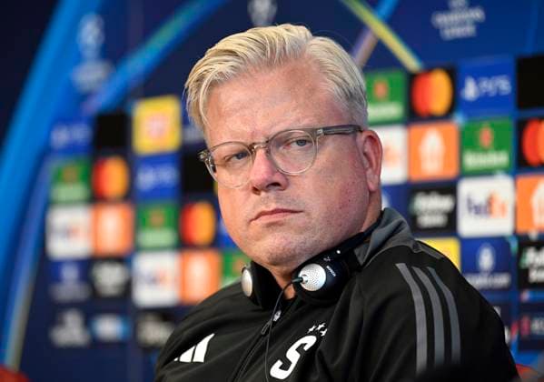 Sparta coach Lars Friis at a press conference, PK, Pressekonferenz prior to the Champions League 4th qualifying round match Sparta Prague vs Malmo FF, in Prague, Czech Republic, August 26, 2024. (CTKxPhoto KaterinaxSulova) CTKPhotoP2024082603905  CTKPhotoP2024082603905