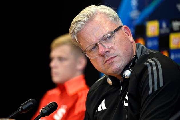 Sparta coach Lars Friis at a press conference, PK, Pressekonferenz prior to the Champions League 4th qualifying round match Sparta Prague vs Malmo FF, in Prague, Czech Republic, August 26, 2024. (CTKxPhoto KaterinaxSulova) CTKPhotoP2024082603920  CTKPhotoP2024082603920