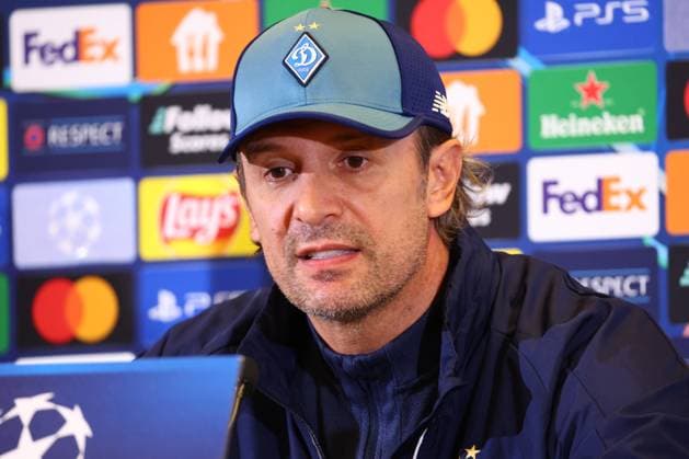 SOCCER - UEFA CL, RBS vs Kyiv SALZBURG,AUSTRIA,26.AUG.24 - SOCCER - UEFA Champions League, qualification, Red Bull Salzburg vs FC Dynamo Kyiv, preview, press conference, PK, Pressekonferenz Kyiv. Image shows head coach Olexandr Schowkowskyj (Kyiv).  GEPAxpictures xDavidxGeieregger