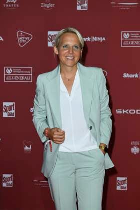 Friederike Kromp, head coach of the U20 womens team, arriving at the SPORT BILD Award ceremony on 26 August 2024 at the Fischauktionshalle in Hamburg