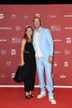Pascal Hens and his wife Angela Hens arriving at the SPORT BILD Award ceremony on 26 08 2024 at the Fischauktionshalle in Hamburg