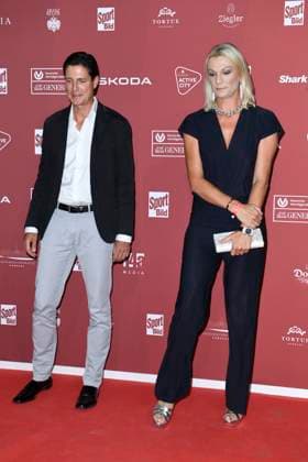 Marcus Höfl and Maria Höfl Riesch arriving at the SPORT BILD Award ceremony on 26 08 2024 at the Fischauktionshalle in Hamburg
