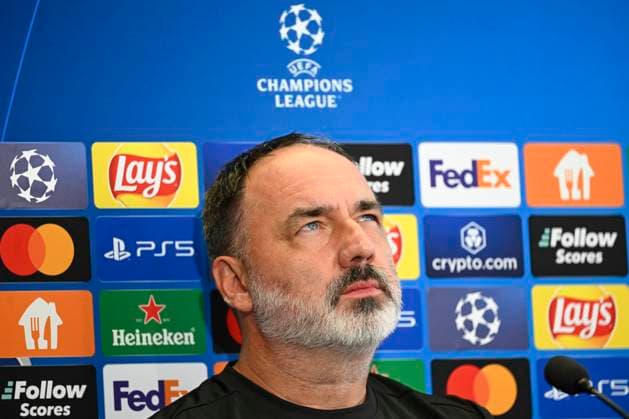 Coach of Slavia Prague Jindrich Trpisovsky speaks during the press conference, PK, Pressekonferenz prior to Champions League 4th qualifying round return match Slavia Prague vs OSC Lille in Prague, Czech Republic, August 27, 2024. (CTKxPhoto MichalxKamaryt) CTKPhotoP2024082705160  CTKPhotoP2024082705160