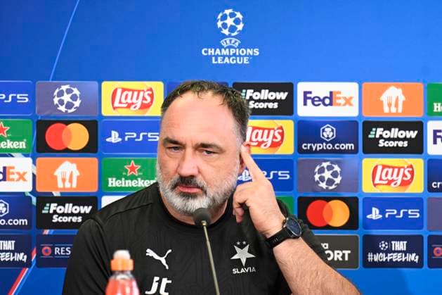 Coach of Slavia Prague Jindrich Trpisovsky speaks during the press conference, PK, Pressekonferenz prior to Champions League 4th qualifying round return match Slavia Prague vs OSC Lille in Prague, Czech Republic, August 27, 2024. (CTKxPhoto MichalxKamaryt) CTKPhotoP2024082705203  CTKPhotoP2024082705203