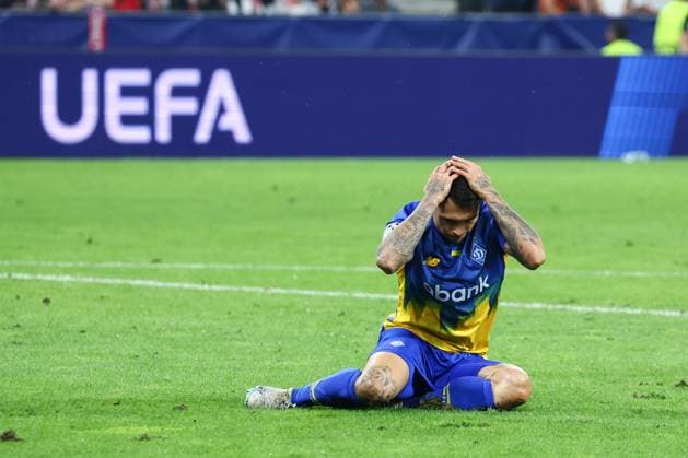 Sport Bilder des Tages SOCCER - UEFA CL, RBS vs Kyiv SALZBURG,AUSTRIA,27.AUG.24 - SOCCER - UEFA Champions League, qualification, Red Bull Salzburg vs FC Dynamo Kyiv. Image shows the disappointment of Vladyslav Dubinchak (Kyiv).  GEPAxpictures xDavidxGeieregger
