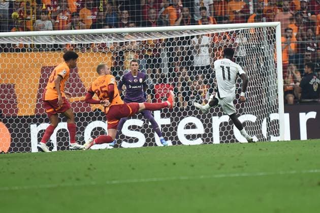 Victor Nelsson , Goalkeeper Fernando Muslera of Galatasaray and Ebrima Colley (11) of Young Boys during the UEFA Champions League Play-Offs Second Leg match between Galatasaray and Young Boys at Rams Park Stadium in Istanbul , Turkey on August 27 , 2024. ( Photo by Seskimphoto ) Galatasaray v Young Boys - UEFA Champions League Play-Offs Second Leg 