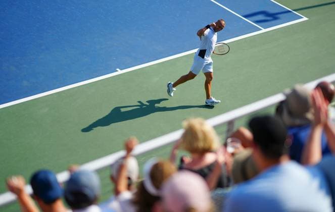 Dan Evans celebrates winning the third set on a tie-break US Open Championships 2024, Day Two, Flushing Meadows, New York, USA - 27 Aug 2024  Copyright: xJavierxGarcia Shutterstockx 14664795ax