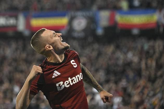 Lukas Haraslin of Sparta celebrates first goal during the Football Champions League 4th qualifying round Return match: Sparta Prague vs Malmo FF in Prague, Czech Republic, August 27, 2024. (CTKxPhoto KaterinaxSulova) CTKPhotoP2024082707821  CTKPhotoP2024082707821