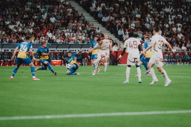 UEFA Champions League Play Off : FC Salzburg-Dynamo Kiew SALZBURG, AUSTRIA - AUGUST 27: Adam Daghim of FC Salzburg performs during the UEFA Champions League play off second leg match FC Salzburg vs Dynamo Kiew on August 27, 2024 in Salzburg, Austria. Copyright: xAndreasxSchaadx-xFCxRedxBullxSalx _AS22058