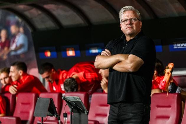240827 Head coach Lars Friis of Sparta Prague during the UEFA Champions League football match between Sparta Prague and Malmö FF on August 27, 2024 in Prague Photo Mathilda Ahlberg BILDBYRAN kod MA MA0710 fotboll football soccer fotball champions league sparta prag malmö ff bbeng sparta prague  Copyright: MATHILDAxAHLBERG BB240827MA195