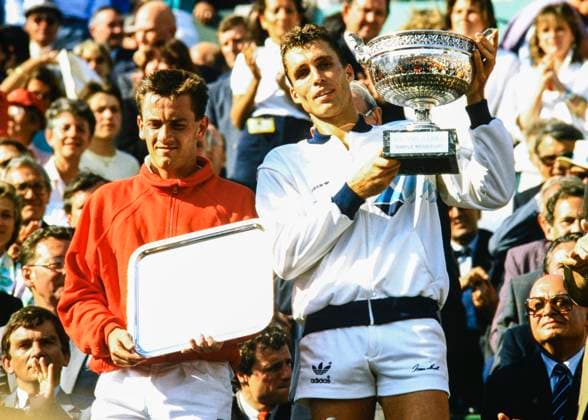 860608 Tennis, French Open, Roland Garros, Paris, Final 1986: Winner Ivan Lendl of The Czech Republic and runner-up Mikael Pernfors of Sweden. *** 860608 Tennis, French Open, Roland Garros, Paris, Final 1986 Winner Ivan Lendl of The Czech Republic and runner up Mikael Pernfors of Sweden  Copyright: BILDBYRAN BB860608BB034