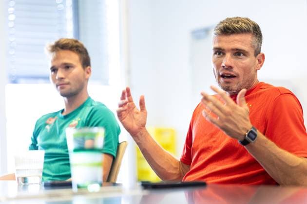 SOCCER - UEFA EL, Rapid vs Braga VIENNA,AUSTRIA,28.AUG.24 - SOCCER - UEFA Europa League, qualification, SK Rapid Wien vs Sporting Club de Braga, preview, press conference, PK, Pressekonferenz Rapid. Image shows .  GEPAxpictures xArminxRauthner