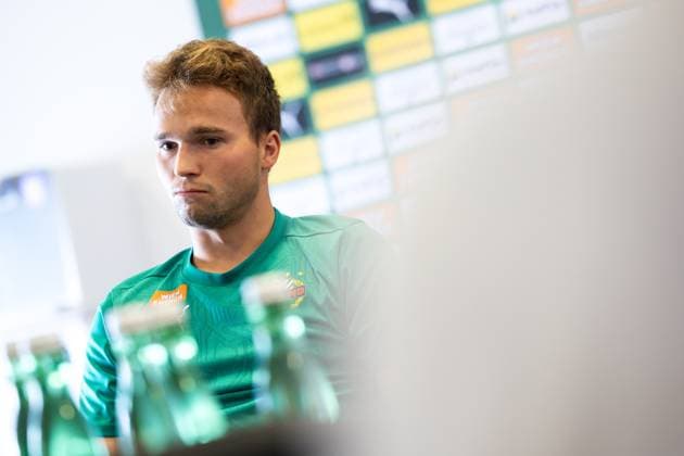 SOCCER - UEFA EL, Rapid vs Braga VIENNA,AUSTRIA,28.AUG.24 - SOCCER - UEFA Europa League, qualification, SK Rapid Wien vs Sporting Club de Braga, preview, press conference, PK, Pressekonferenz Rapid. Image shows .  GEPAxpictures xArminxRauthner