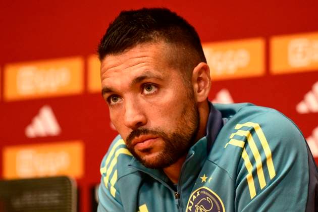 AMSTERDAM - Ajax coach Francesco Farioli during the press conference, PK, Pressekonferenz prior to the second play-off match in the Europa League against the Polish Jagiellonia Bialystok. ANP OLAF KRAAK xVIxANPxSportx xxANPxIVx 506941313 originalFilename: 506941313.jpg