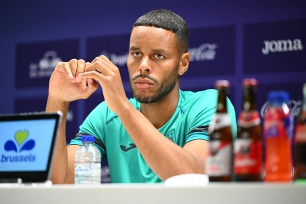 RSC Anderlecht v FC Dinamo Minsk - UEFA Europa League Media Activities ANDERLECHT, BELGIUM - AUGUST 28 : Jorgensen Zanka Mathias defender of RSC Anderlecht talking to the press during a press conference, PK, Pressekonferenz prior to the UEFA Europa League Qualifiers Play-off 2nd leg match between RSC Anderlecht and FC Dinamo Minsk on August 28, 2024 in Anderlecht, Belgium, 28 08 2024 Anderlecht Belgium  Copyright: xVincentxKalutx