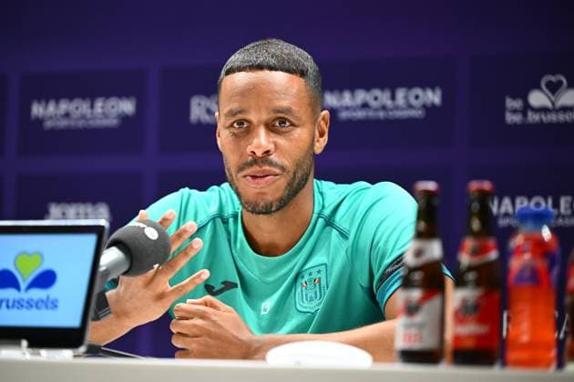 RSC Anderlecht v FC Dinamo Minsk - UEFA Europa League Media Activities ANDERLECHT, BELGIUM - AUGUST 28 : Jorgensen Zanka Mathias defender of RSC Anderlecht talking to the press during a press conference, PK, Pressekonferenz prior to the UEFA Europa League Qualifiers Play-off 2nd leg match between RSC Anderlecht and FC Dinamo Minsk on August 28, 2024 in Anderlecht, Belgium, 28 08 2024 Anderlecht Belgium  Copyright: xVincentxKalutx