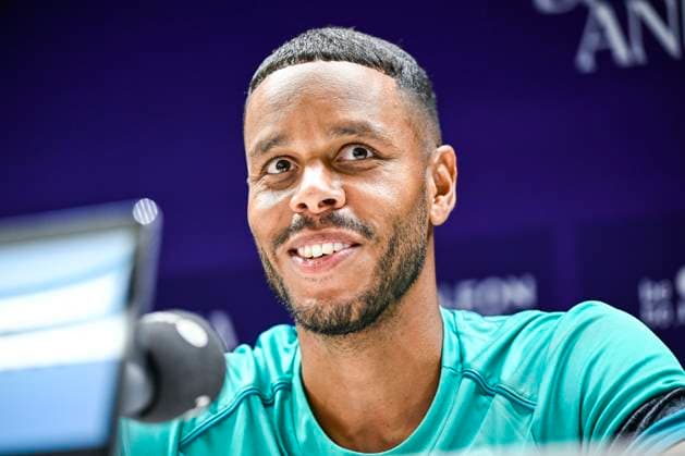 Anderlecht s Mathias Jattah-Njie Jorgensen Zanka pictured during a press conference, PK, Pressekonferenz of Belgian soccer team RSC Anderlecht, on Wednesday 28 August 2024 in Brussels. The team is preparing for tomorrow s game against Belarusian FC Dinamo Minsk, the return leg of the play-offs for the UEFA Europa League competition. Anderlecht won the first leg 0-1. TOM GOYVAERTS TomxGoyvaerts  x99248947x