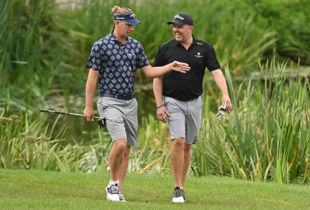 Marcel Siem and Graeme Swann on the 18th Green Betfred British Masters 2024, Pro-Am, Golf, The Belfry, Sutton Coldfield, UK - 28 Aug 2024  Copyright: xGreigxCowie Shutterstockx 14672195u