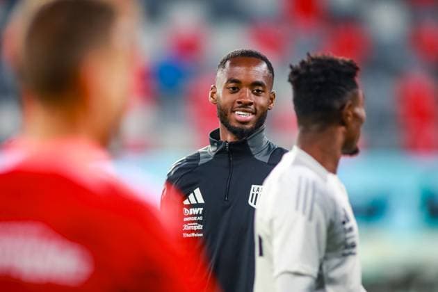 SOCCER - UEFA EL, Bukarest vs LASK BUCHAREST,ROMANIA,28.AUG.24 - SOCCER - UEFA Europa League, qualification, FCSB Bukarest vs Linzer ASK, preview, press conference, PK, Pressekonferenz LASK. Image shows Melayro Bogarde (LASK).  GEPAxpictures xManuelxBinder