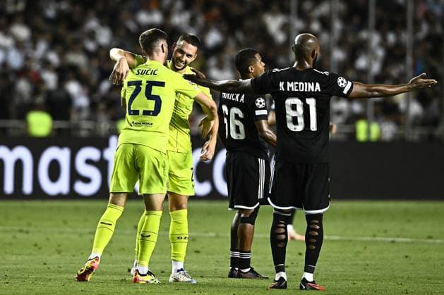 Qarabag v GNK Dinamo Zagreb - UEFA Champions Qualifying Play-Off: Second Leg BAKU, AZERBAIJAN - AUGUST 28: Marko Pjaca of Dinamo Zagreb celebrate with his teammates after scoring during the UEFA Champions Qualifying Play-Off Second Leg match between Qarabag and GNK Dinamo Zagreb at Tofiq Bahramov Stadium on August 28, 2024 in Baku, Azerbaijan.  MarkoxLukunic PIXSELL
