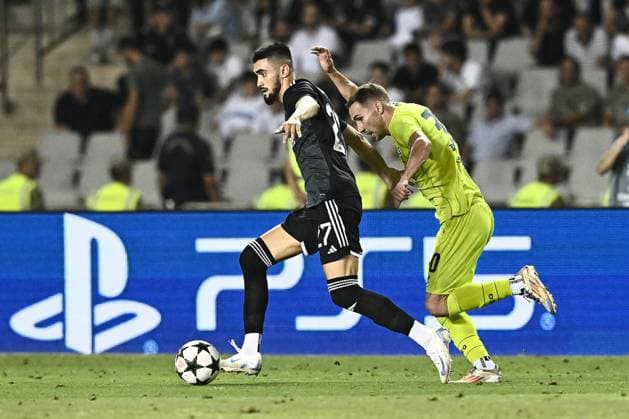 Qarabag v GNK Dinamo Zagreb - UEFA Champions Qualifying Play-Off: Second Leg BAKU, AZERBAIJAN - AUGUST 28: Tural Bayramov of Qarabag in action against Marko Rog of Dinamo Zagreb during the UEFA Champions Qualifying Play-Off Second Leg match between Qarabag and GNK Dinamo Zagreb at Tofiq Bahramov Stadium on August 28, 2024 in Baku, Azerbaijan.  MarkoxLukunic PIXSELL