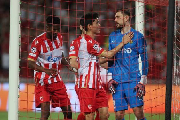 CRVENA ZVEZDA vs BODE GLIMT NIKITA KHAIKIN, Bodo Glimt football goalkeeper at the UEFA Champions League qualification match against Red Star at the Rajko Mitic Stadium, Belgrade 28.08.2024. Ivica Veselinov MN PRESS Football, Champions League, Red Star, Bodo Glimt, Qualifications Belgrade Stadion Rajko Mitic Serbia Copyright: xIvicaxVeselinovx xMNxPressx