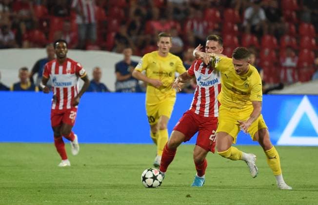 CRVENA ZVEZDA vs BODE GLIMT TIMI MAX ELSNIK Red Star football player at the UEFA Champions League qualification match against Bodo Glimt at the Rajko Mitic Stadium, Belgrade 28.08.2024. Nebojsa Parausic MN PRESS Football, Champions League, Red Star, Bodo Glimt, Qualifications Belgrade Stadion Rajko Mitic Serbia Copyright: xIvicaxVeselinovx xMNxPressx