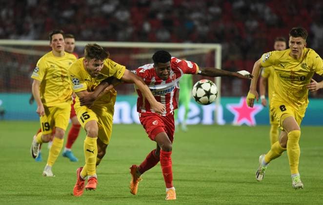 CRVENA ZVEZDA vs BODE GLIMT PETER OLAYINKA Red Star football player at the UEFA Champions League qualification match against Bodo Glimt at the Rajko Mitic Stadium, Belgrade 28.08.2024. Nebojska Parausic MN PRESS Football, Champions League, Red Star, Bodo Glimt, Qualifications Belgrade Stadion Rajko Mitic Serbia Copyright: xIvicaxVeselinovx xMNxPressx
