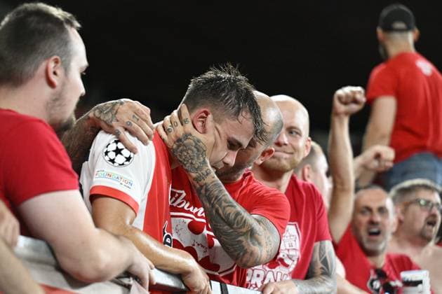 Matej Jurasek (Slavia) is seen after the UEFA Champions League, 4th qualifying round, return match SK Slavia Praha (Czechia) vs Lille OSC (France), in Prague, Czech Republic, on August 28, 2024. (CTKxPhoto MichalxKamaryt) CTKPhotoP2024082808788  CTKPhotoP2024082808788