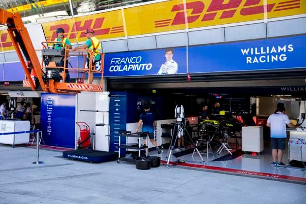 MONZA - Signs with the name of the new Williams driver Franco Colapinto, are hung on the circuit of Autodromo Nazionale Monza in the run-up to the Italian Grand Prix. ANP SANDER KONING xVIxANPxSportx xxANPxIVx 507007912 originalFilename: 507007912.jpg