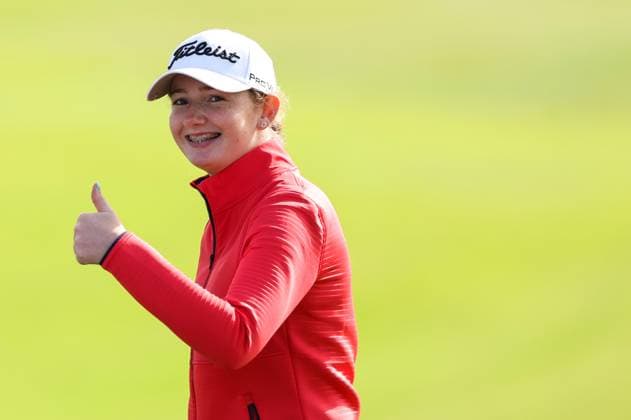 2024 KPMG Women s Irish Open, Carton House, Kildare 29 8 2024 Kate Dillon gives a thumbs up as she walks to the 9th tee box Kate Dillon gives a thumbs up as she walks to the 9th tee box 29 8 2024  Copyright: x INPHO BenxBradyx BB4_8135
