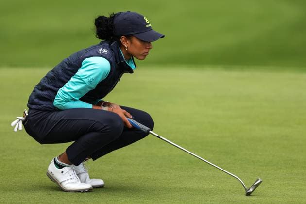 2024 KPMG Women s Irish Open, Carton House, Kildare 29 8 2024 Roisin Scanlon lines up a putt on the 1st green Roisin Scanlon lines up a putt on the 1st green 29 8 2024  Copyright: x INPHO BenxBradyx BB4_8661