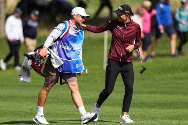 2024 KPMG Women s Irish Open, Carton House, Kildare 29 8 2024 Anne van Dam shares a joke with her caddie in between holes Anne van Dam shares a joke with her caddie in between holes 29 8 2024  Copyright: x INPHO BenxBradyx BB4_9172