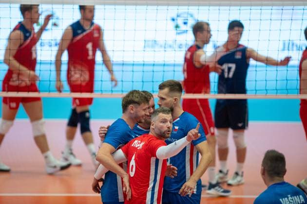 Czech Milan Monik in action during the Men s European Volleyball Championship qualification group C match: Czech Republic vs Norway in Tabor, Czech Republic, August 29, 2024. (CTKxPhoto VaclavxPancer) CTKPhotoP2024082906554  CTKPhotoP2024082906554