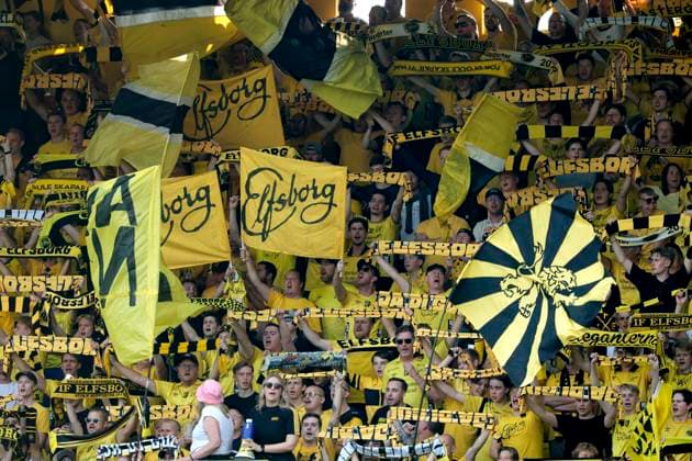 BORAS, SWEDEN 20240829 Elfsborg supporters during Thursdays Europa League qualifier between IF Elfsborg and Molde at Boras Arena BORAS SWEDEN x9200x  Copyright: xAdamxIhse TTx KVAL EUROPA LEAUE ELFSBORG-MOLDE