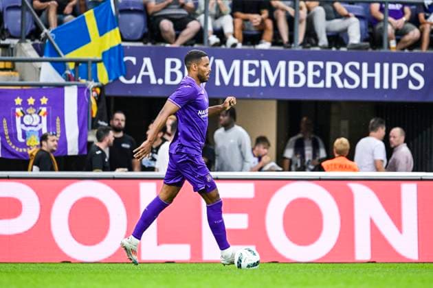 Anderlecht s Mathias Jorgenson (Zanka) pictured in action during a soccer game between Belgian RSC Anderlecht and Belarusian FC Dinamo Minsk, Thursday 29 August 2024 in Brussels, the return leg of the play-offs for the UEFA Europa League competition. Anderlecht won the first leg 0-1. TOM GOYVAERTS TomxGoyvaerts  x99326647x