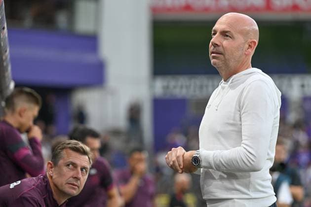 240829 RSC Anderlecht vs Dinamo Minsk Head Coach Brian Riemer of Anderlecht, pictured during the Europa League play off second leg game in the 2024-2025 season between Royal Sporting Club Anderlecht and Dinamo Minsk on August 29 , 2024 in Anderlecht, Belgium. (Photo by David Catry Isosport ) ANDERLECHT BELGIUM  Copyright: xx 478968